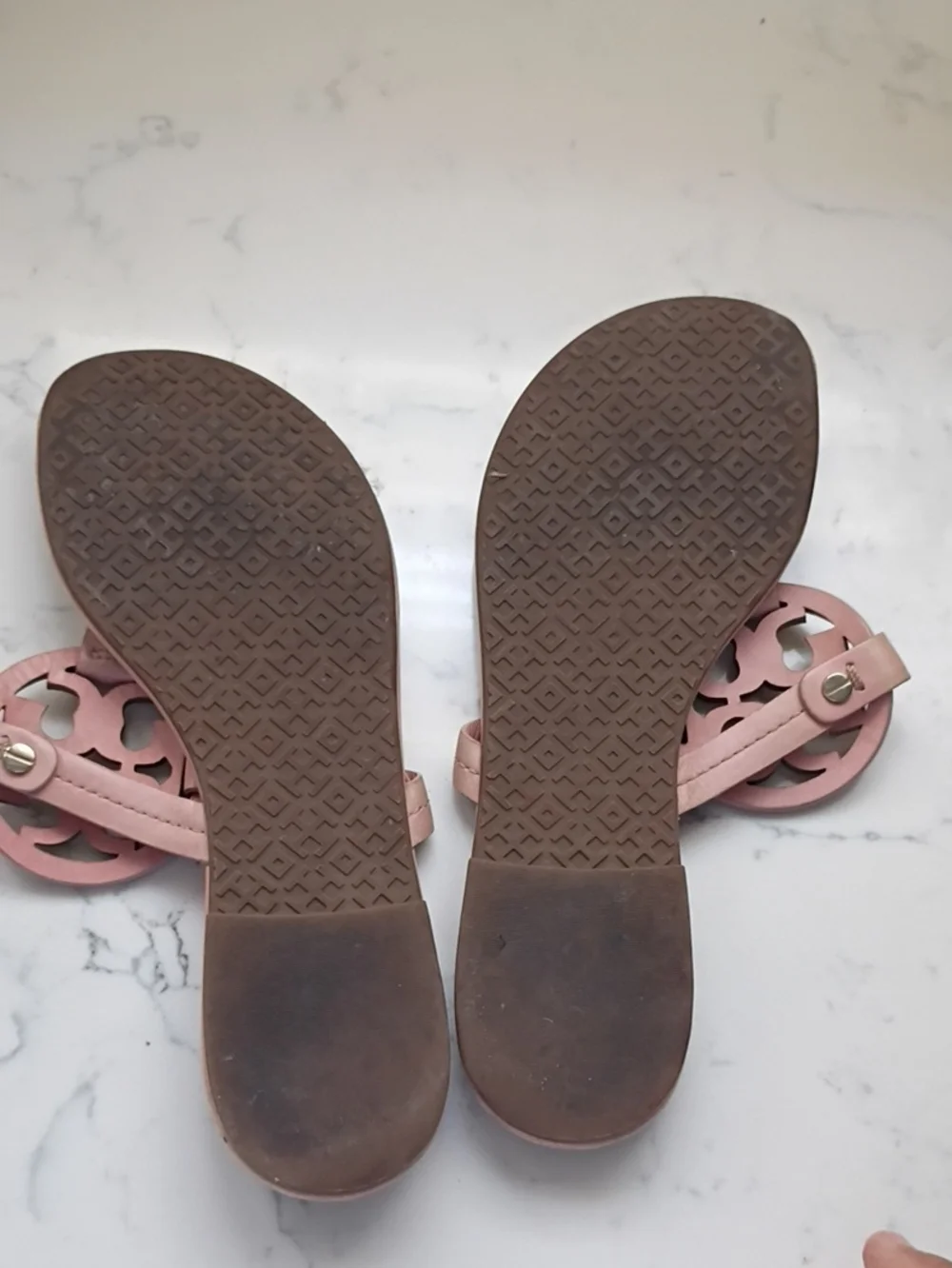 Tory Burch Miller Women's Pink Leather Toe-Post Sandals